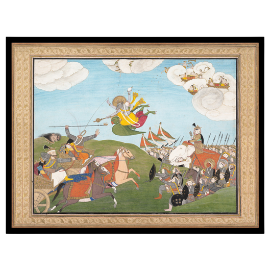 Experience the dynamic energy and rich storytelling of Indian mythology with this Pichwai art piece for living-space