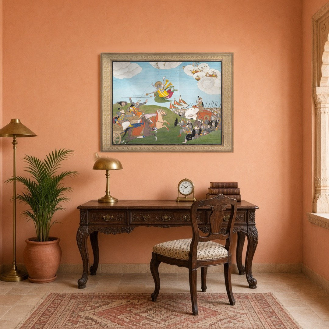 Experience the dynamic energy and rich storytelling of Indian mythology with this Pichwai art piece for Study
