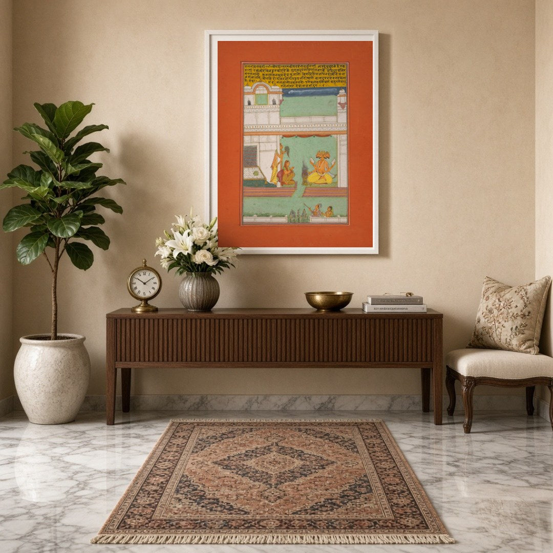 Capture the essence of divine tranquility with 'Divine Vishnu Amidst Palace Harmony,' a stunning for Entrance