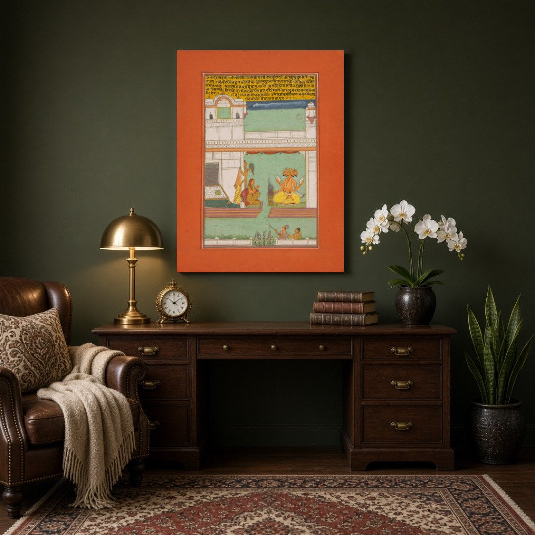 Capture the essence of divine tranquility with 'Divine Vishnu Amidst Palace Harmony,' a stunning for Study