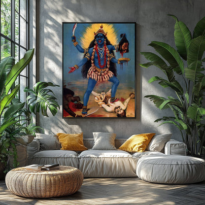 Immerse yourself in this captivating depiction of a divine warrior goddess, masterfully portrayed for Balcony