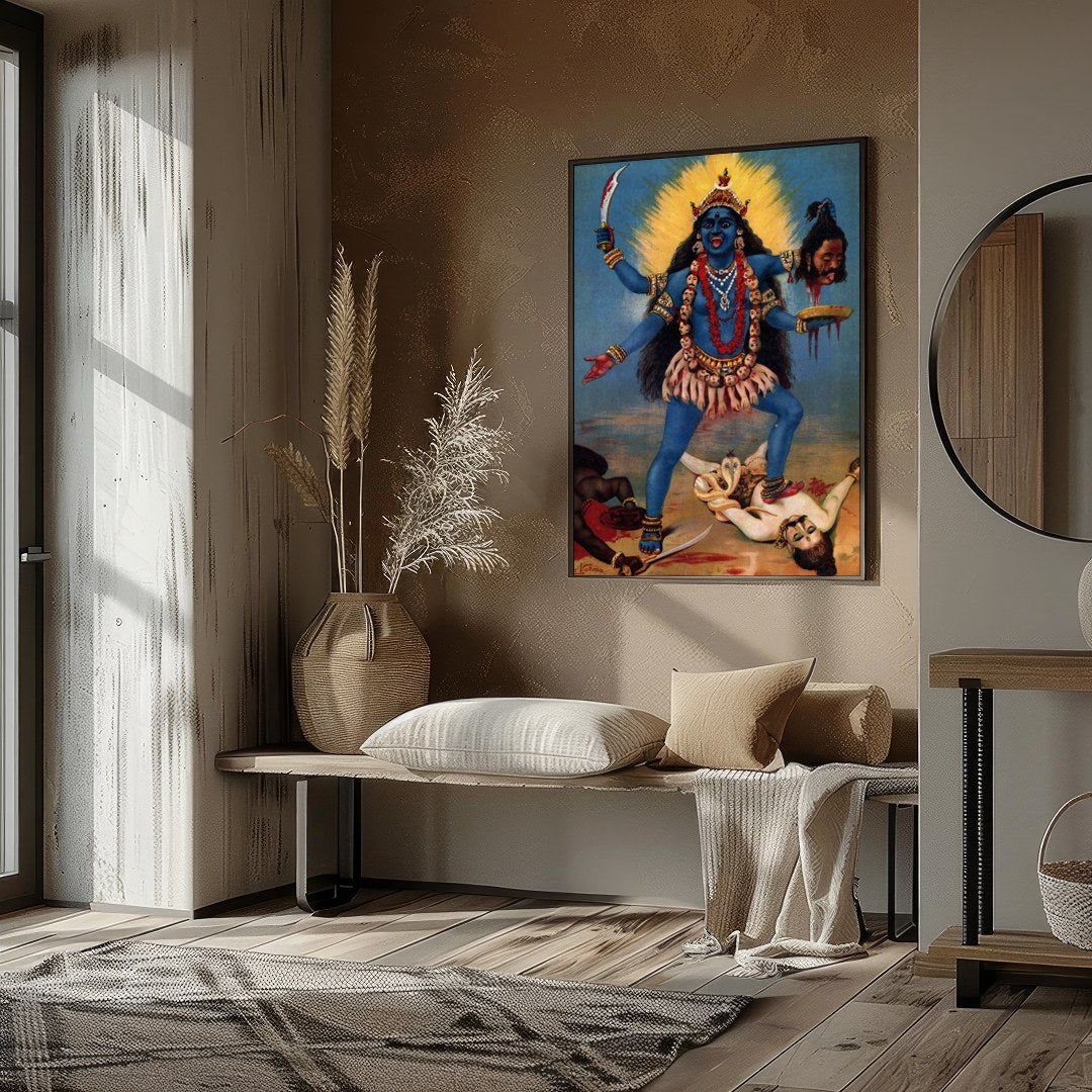 Immerse yourself in this captivating depiction of a divine warrior goddess, masterfully portrayed for interior