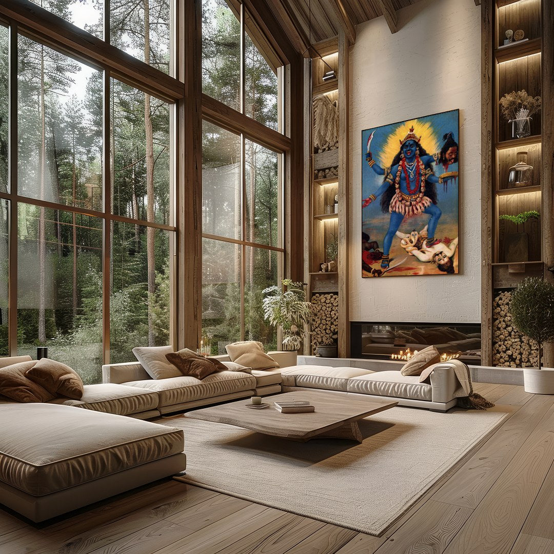 Immerse yourself in this captivating depiction of a divine warrior goddess, masterfully portrayed for Living Room