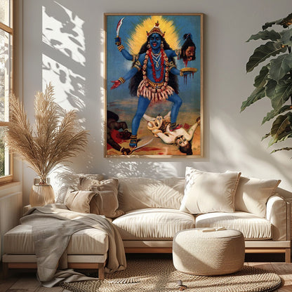 Immerse yourself in this captivating depiction of a divine warrior goddess, masterfully portrayed for Sitting Area