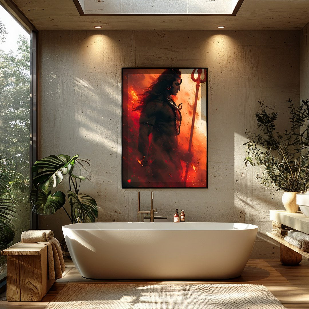 Elevate your space with this striking artwork that embodies strength and spirituality. The dynamic for Bathroom