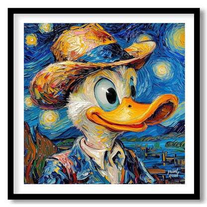 This imaginative and whimsical artwork reinterprets the beloved character Donald Duck in the distin… for retreat