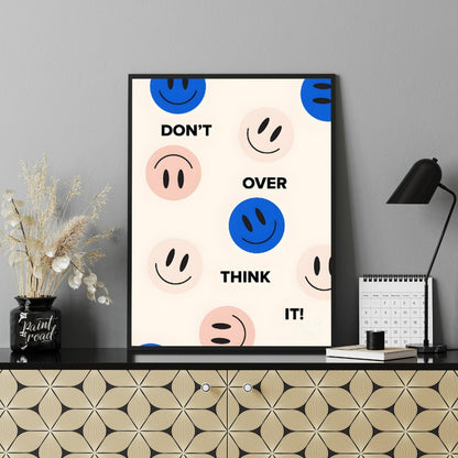 This cheerful and encouraging design features a playful arrangement of blue and light pink smiley f… for office