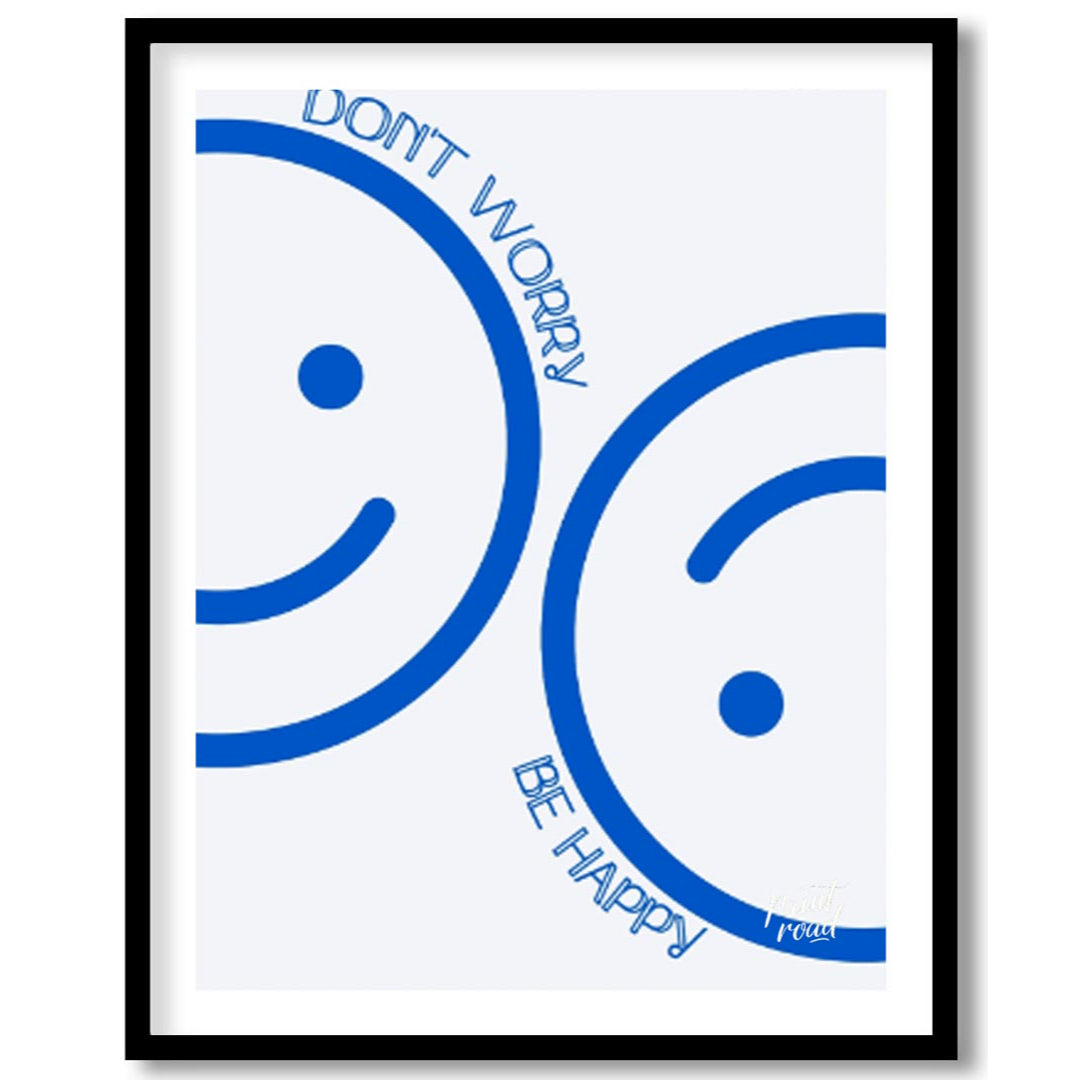 This cheerful and minimalist artwork features two large, abstract smiley faces rendered in a bright… for lovely house