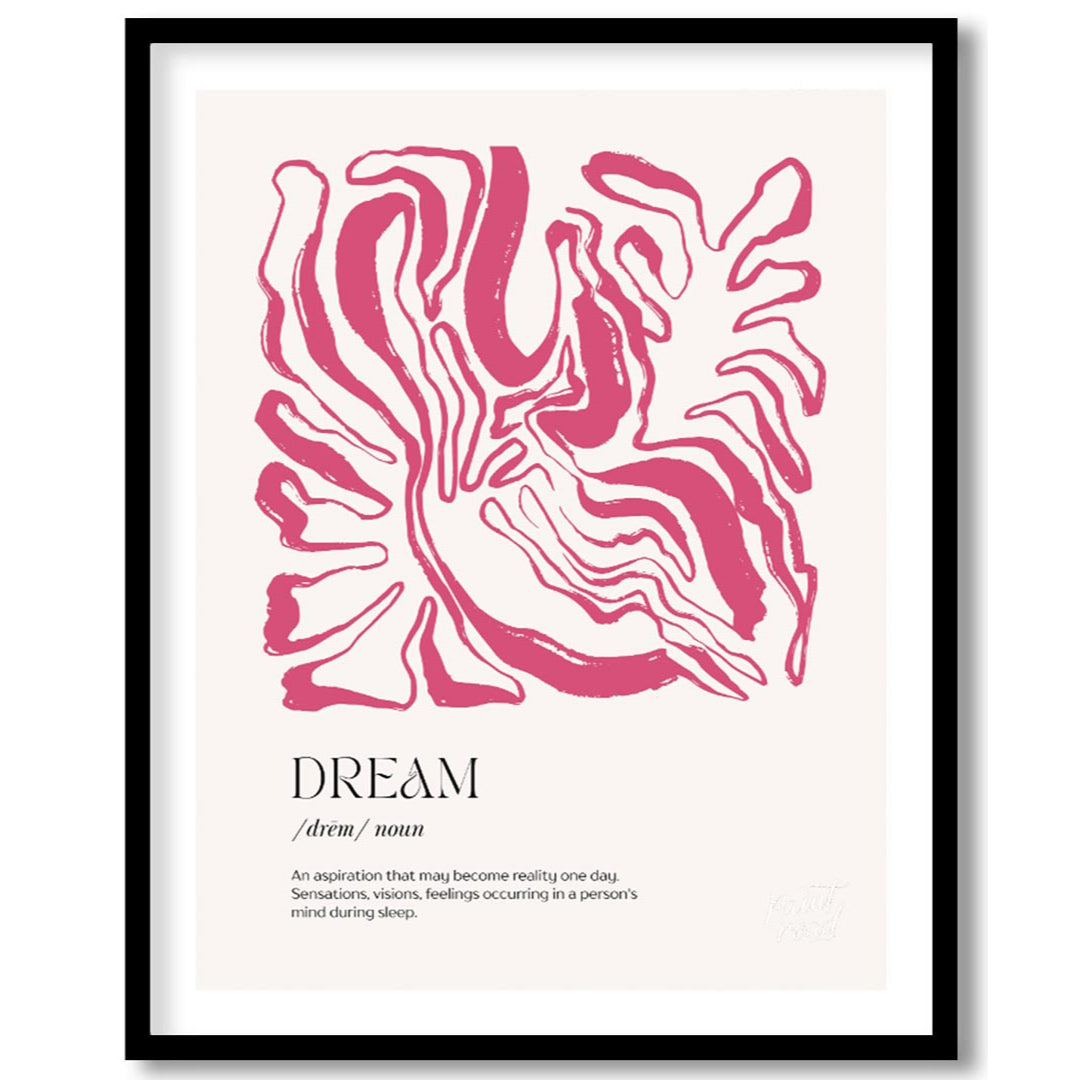 This sophisticated art print, titled “DREAM,” combines a powerful word with an intriguing abstract … for interior