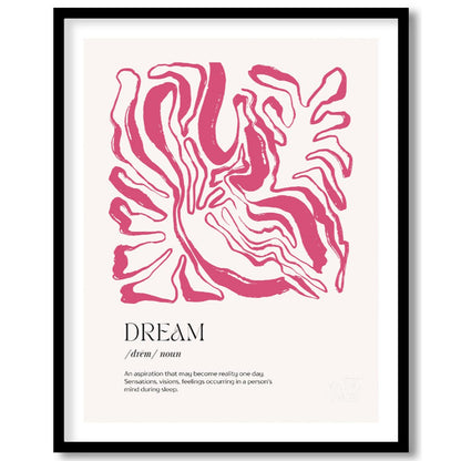 This sophisticated art print, titled “DREAM,” combines a powerful word with an intriguing abstract … for interior