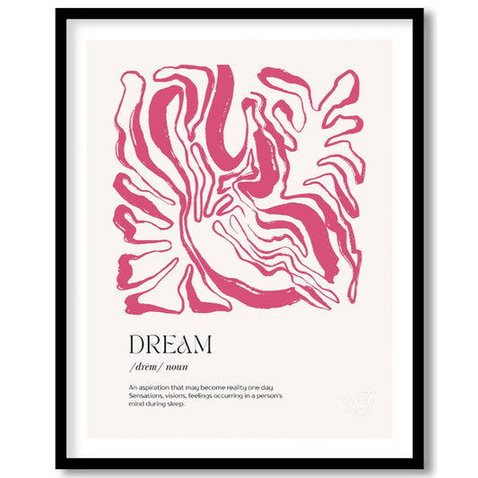 This sophisticated art print, titled “DREAM,” combines a powerful word with an intriguing abstract … for interior