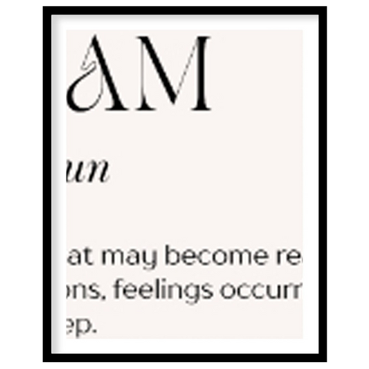 This sophisticated art print, titled “DREAM,” combines a powerful word with an intriguing abstract … for interior