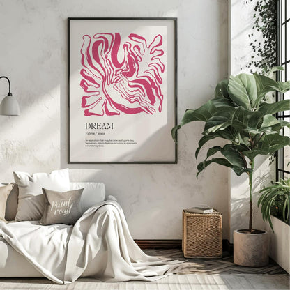 This sophisticated art print, titled “DREAM,” combines a powerful word with an intriguing abstract … for living room