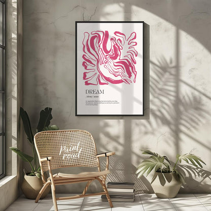 This sophisticated art print, titled “DREAM,” combines a powerful word with an intriguing abstract … for other