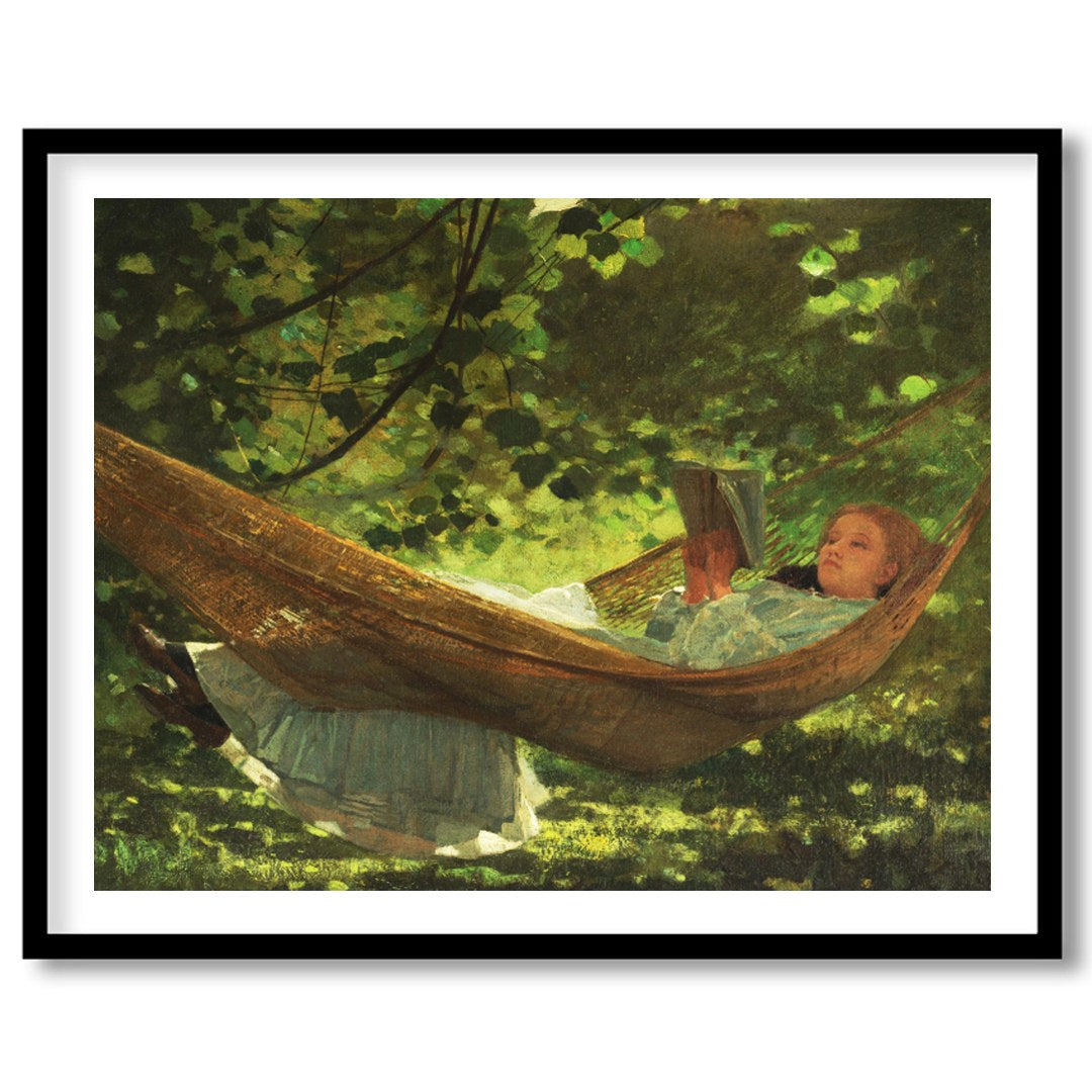 Immerse yourself in the tranquil beauty of 'Dreamy Afternoon in the Hammock,' an enchanting piece for dwelling