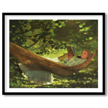 Immerse yourself in the tranquil beauty of 'Dreamy Afternoon in the Hammock,' an enchanting piece for dwelling