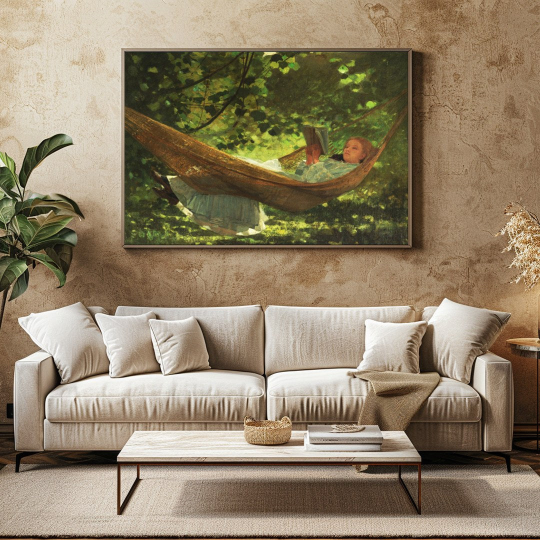 Immerse yourself in the tranquil beauty of 'Dreamy Afternoon in the Hammock,' an enchanting piece for Family Room