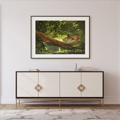 Immerse yourself in the tranquil beauty of 'Dreamy Afternoon in the Hammock,' an enchanting piece for Foyer