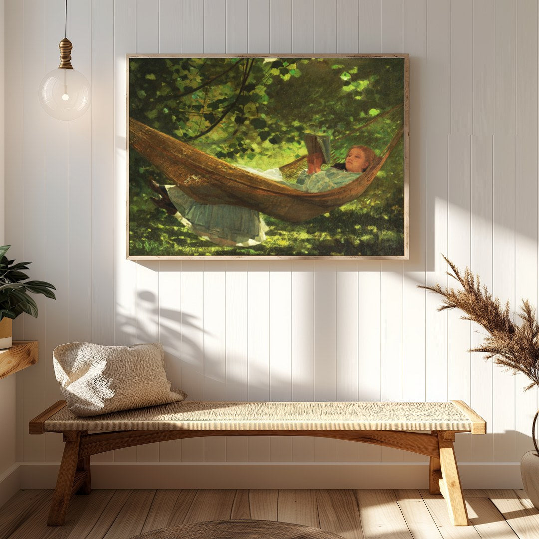 Immerse yourself in the tranquil beauty of 'Dreamy Afternoon in the Hammock,' an enchanting piece for Hallway