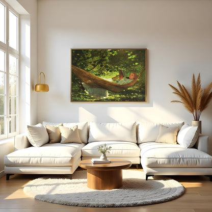 Immerse yourself in the tranquil beauty of 'Dreamy Afternoon in the Hammock,' an enchanting piece for Living Room