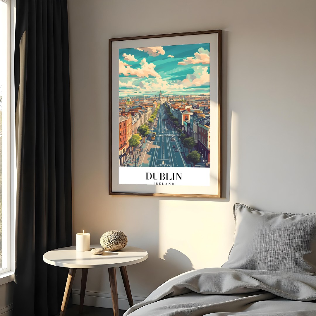 Capture the vibrant essence of Dublin with this stunning skyline illustration. Featuring lively for Bedroom