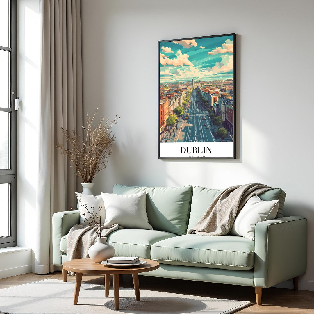 Capture the vibrant essence of Dublin with this stunning skyline illustration. Featuring lively for Hall