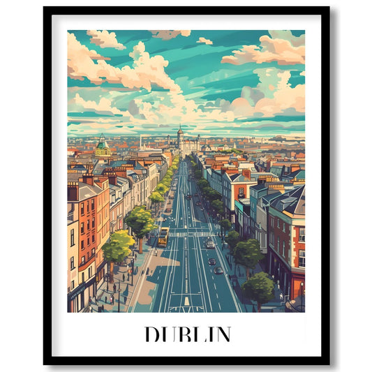 Capture the vibrant essence of Dublin with this stunning skyline illustration. Featuring lively for place