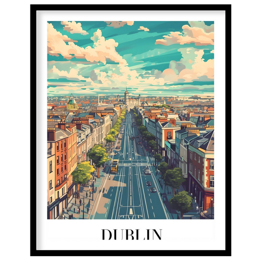 Capture the vibrant essence of Dublin with this stunning skyline illustration. Featuring lively for place
