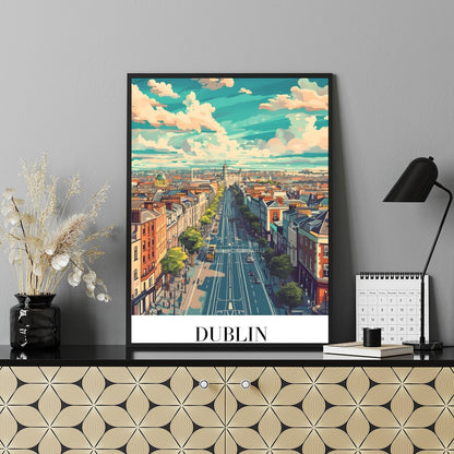 Capture the vibrant essence of Dublin with this stunning skyline illustration. Featuring lively for Shelf