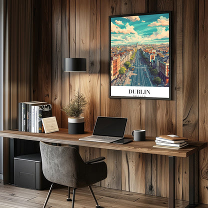 Capture the vibrant essence of Dublin with this stunning skyline illustration. Featuring lively for Study and Office