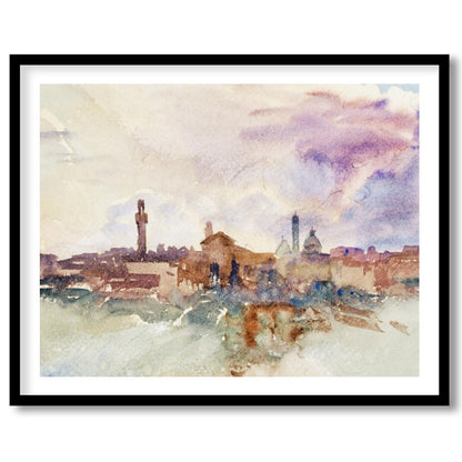 Immerse yourself in the ethereal beauty of this watercolor cityscape, where soft hues blend for loft