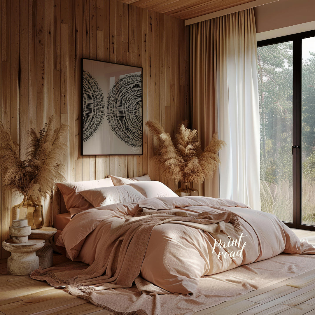 """Dual Radiance"" presents a symmetrical composition featuring two semi-circular forms filled with… for bedroom