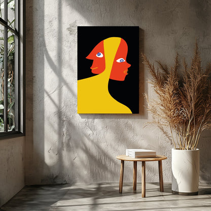 This captivating piece explores the duality of human emotion through abstract expression. The bold for Entrance