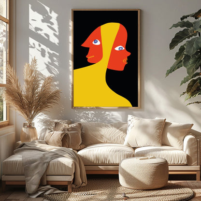 This captivating piece explores the duality of human emotion through abstract expression. The bold for Sitting Area