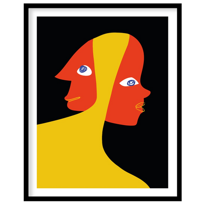 This captivating piece explores the duality of human emotion through abstract expression. The bold for sweet-home