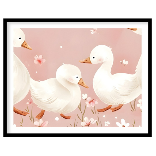 This delightful watercolor poster captures a heartwarming scene of a duck family enjoying a stroll … for lovely house