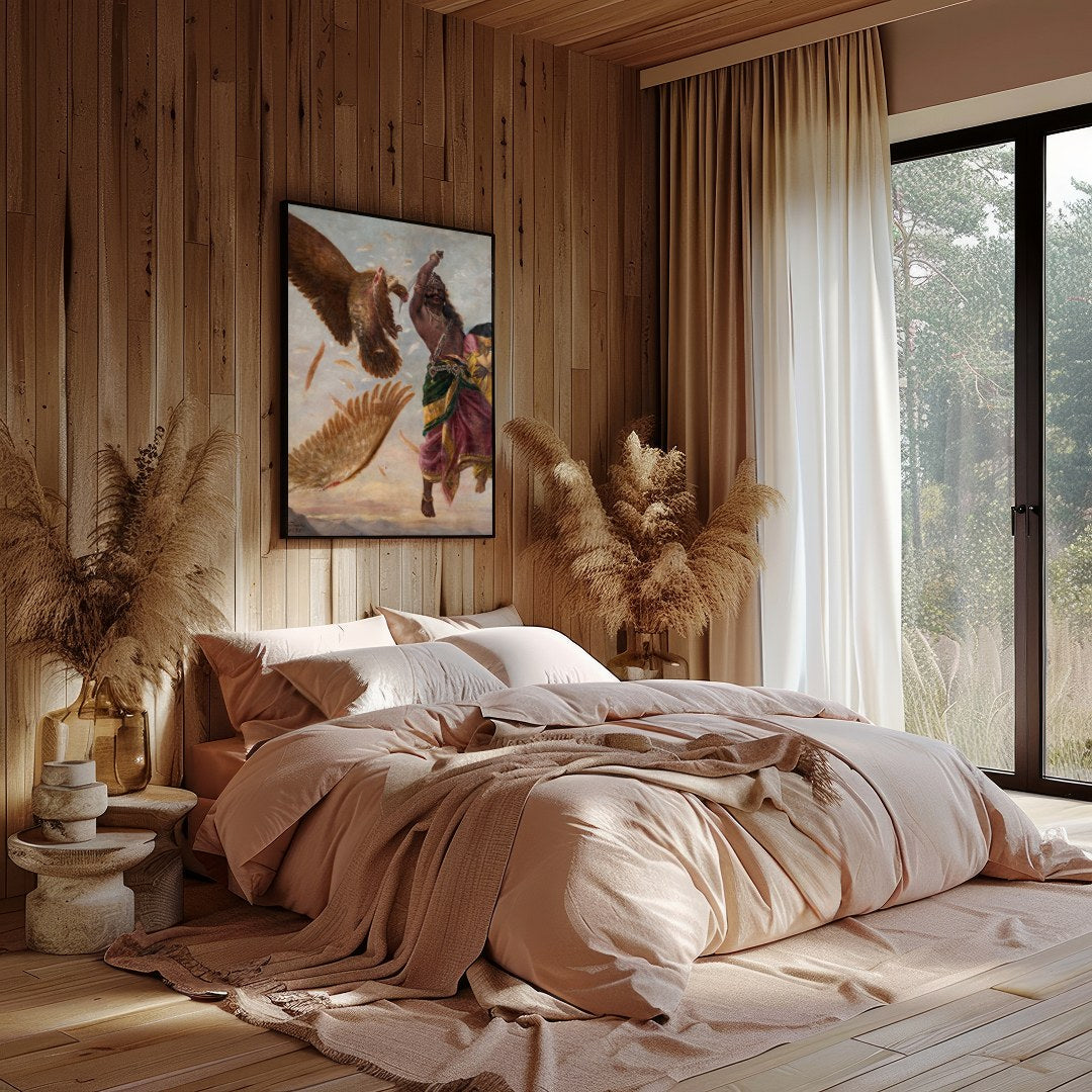 Immerse yourself in the powerful drama of mythical conflict with this stunning artwork. A vivid for Bedroom