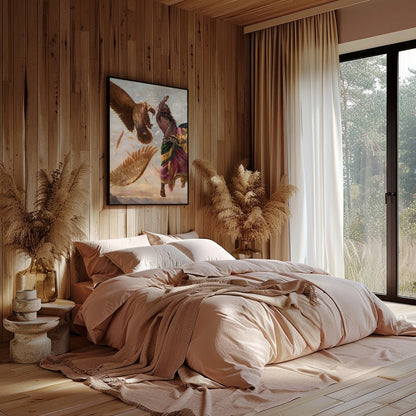 Immerse yourself in the powerful drama of mythical conflict with this stunning artwork. A vivid for Bedroom
