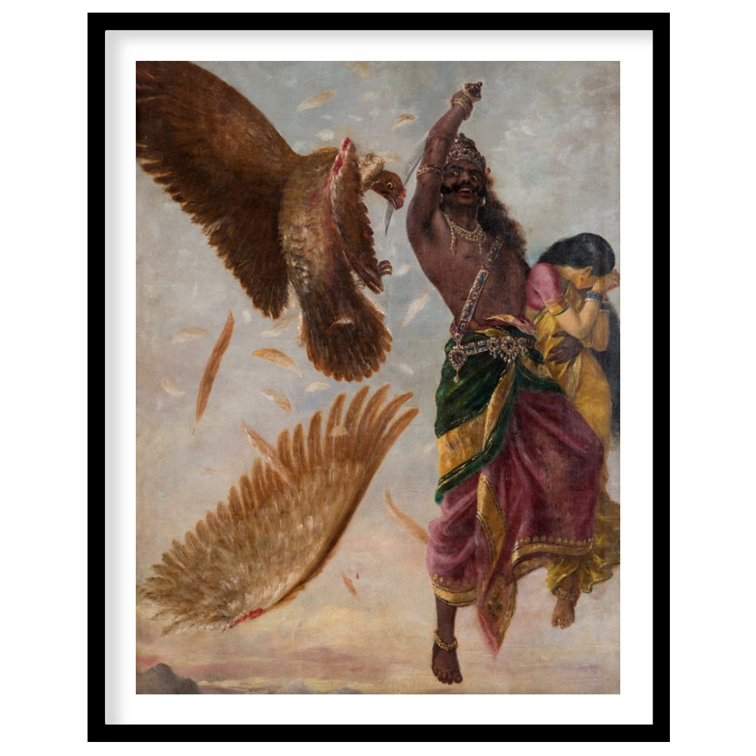 Immerse yourself in the powerful drama of mythical conflict with this stunning artwork. A vivid for space