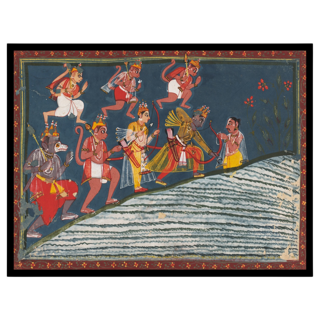 Immerse yourself in the epic tale of devotion and strength with this exquisite Indian Miniature for dwelling