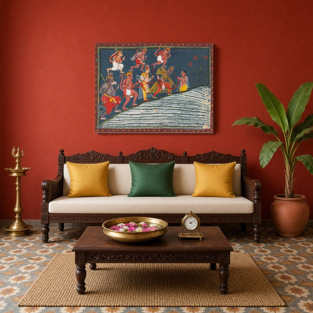 Immerse yourself in the epic tale of devotion and strength with this exquisite Indian Miniature for Living Room