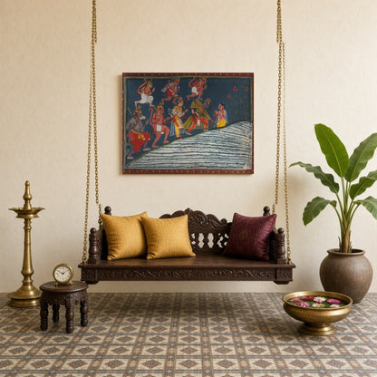 Immerse yourself in the epic tale of devotion and strength with this exquisite Indian Miniature for Sitting Lounge