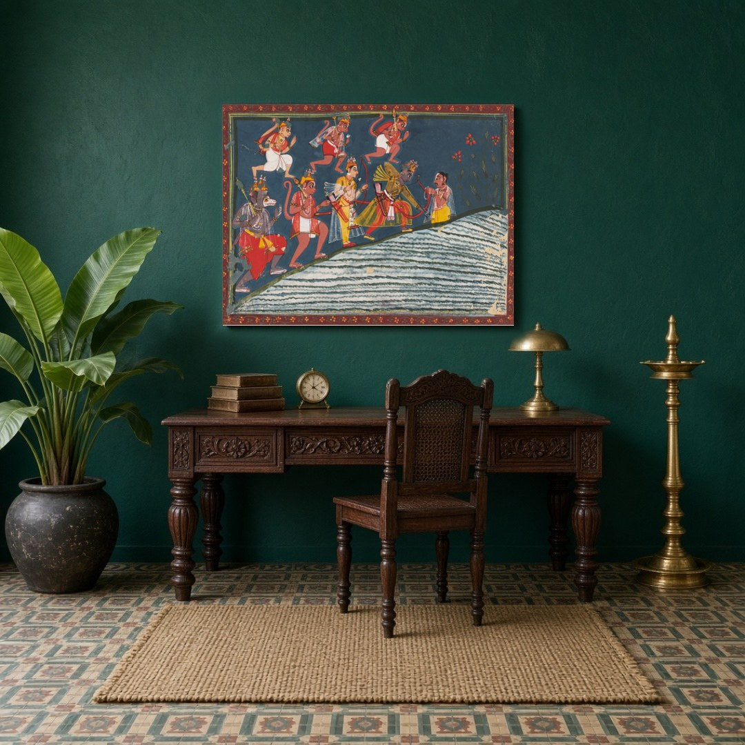 Immerse yourself in the epic tale of devotion and strength with this exquisite Indian Miniature for Study