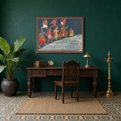 Immerse yourself in the epic tale of devotion and strength with this exquisite Indian Miniature for Study