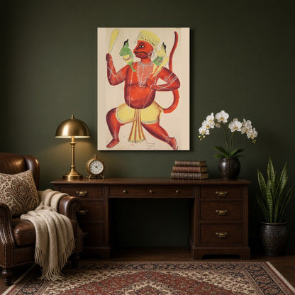 Immerse yourself in the divine narrative of Lord Hanuman carrying Rama and Lakshmana, beautifully for Study