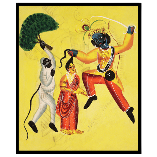 Immerse yourself in the vivid folklore of India with this captivating Kalighat print. Featuring for loft