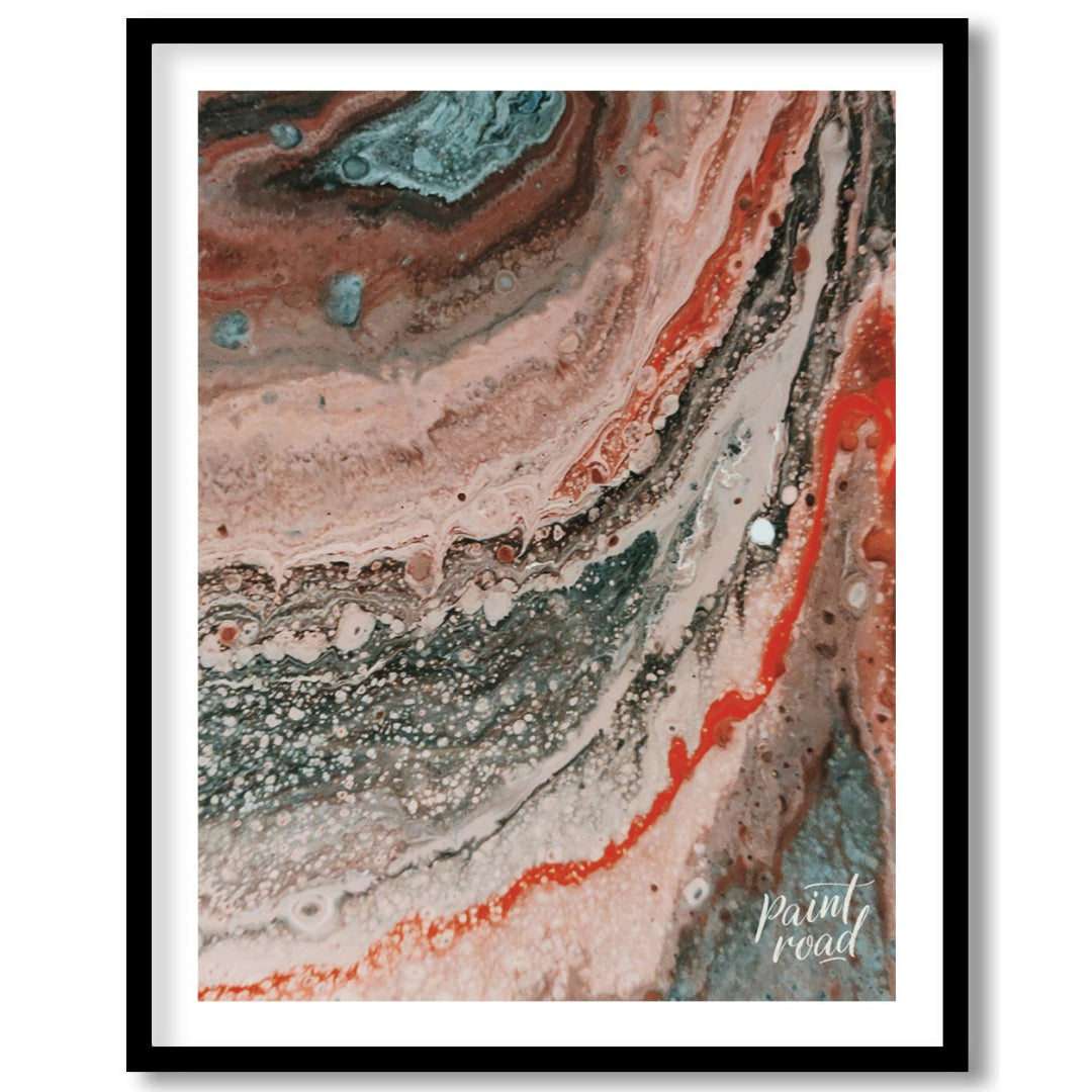 This abstract artwork captures a mesmerizing blend of earthy tones and intricate textures, evoking … for place