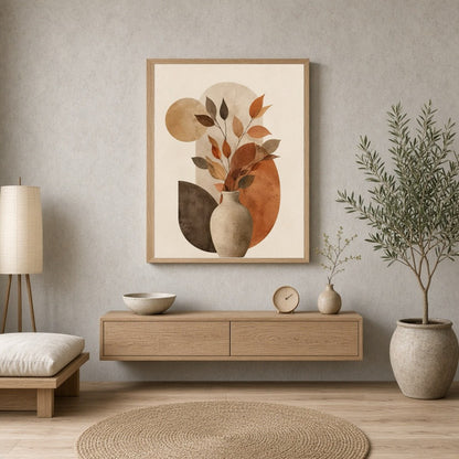 Embrace the warm and inviting tones of this abstract art print, featuring a delightful arrangement for Entrance