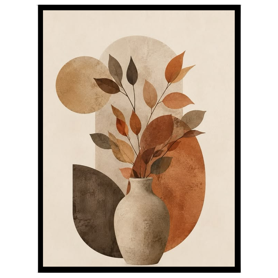 Embrace the warm and inviting tones of this abstract art print, featuring a delightful arrangement for studio