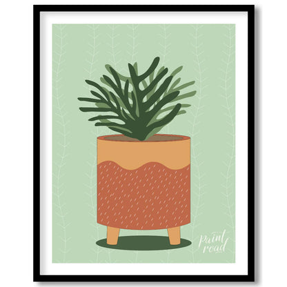 This vibrant digital illustration showcases a lively potted plant, rendered with a distinct, organi… for house